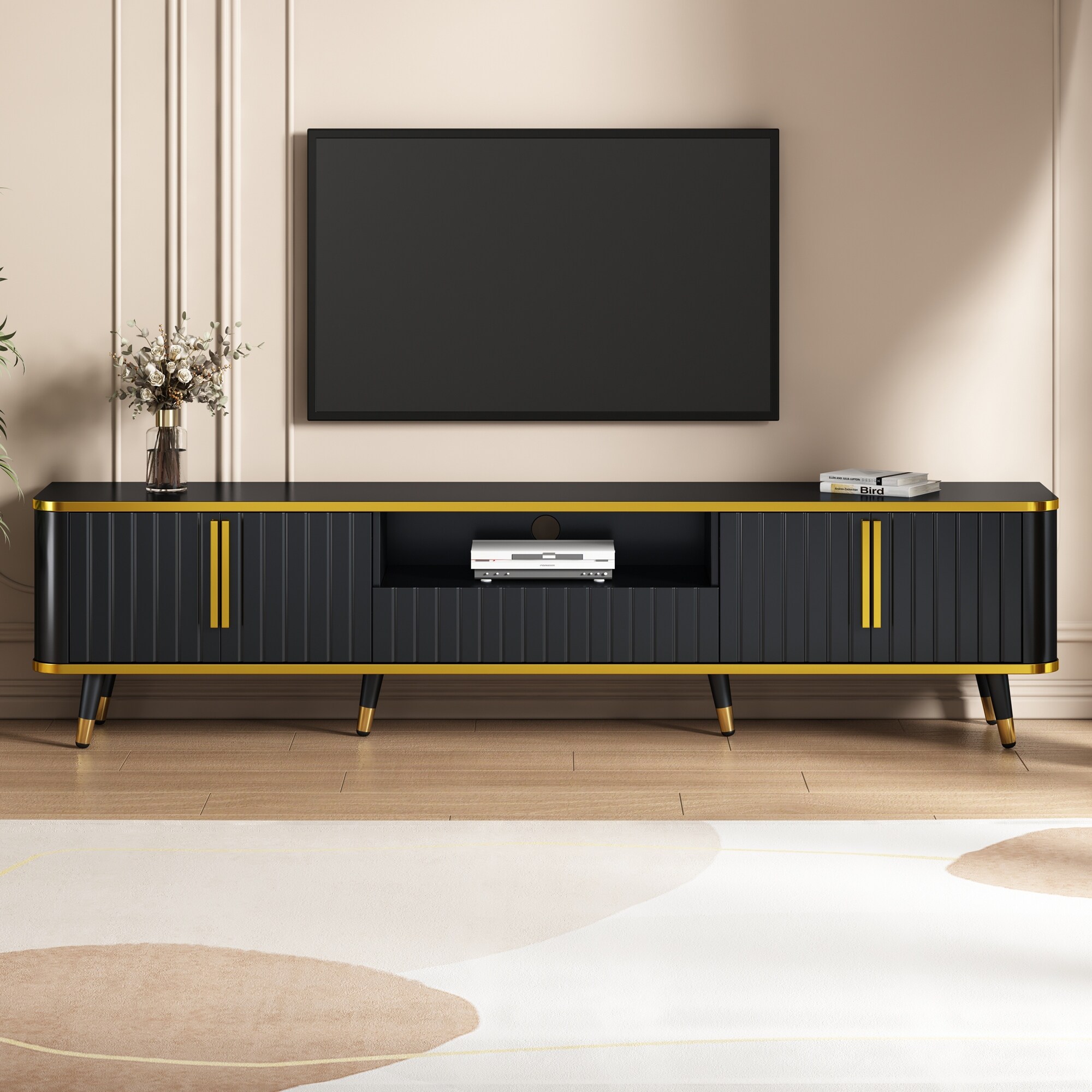 Media console with gold accents cheap